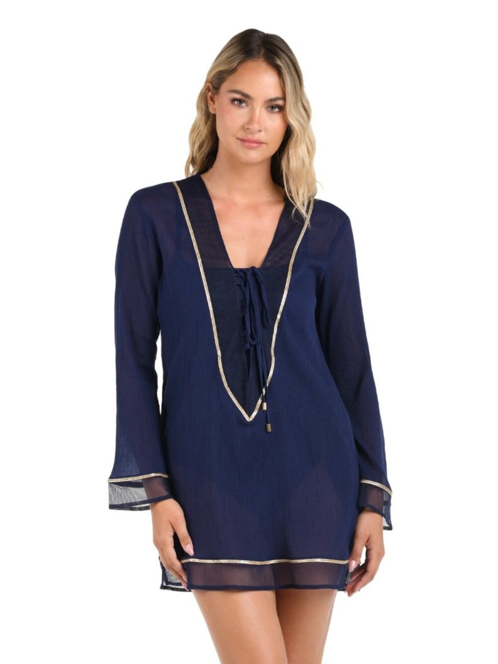 La Blanca Womens Large Tunic Swimsuit Coverup Sheer Beach Resort NEW
